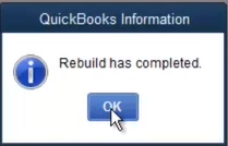 Click OK on Rebuild has completed message