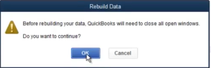 Click on OK in Rebuild Data Window