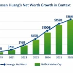 Jensen Huang’s Net Worth Growth in line chart