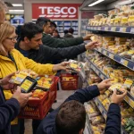 Tesco Free Food Yellow Stickers