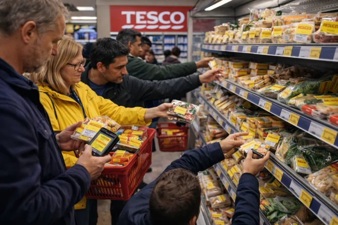 Tesco Free Food Yellow Stickers
